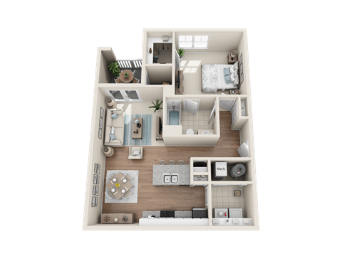 Floor plan for 1 bed, 1 bath, 772 sqft